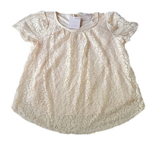 LC Lauren Conrad Cream Floral Lace Top Blouse XS NWT